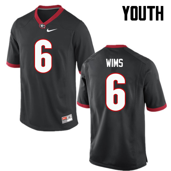 Georgia Bulldogs Youth Javon Wims #6 Black Stitched College UGA Football Jersey 23TO011MY